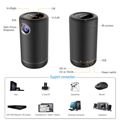 4K Android 9 Projector LED Wireless Mini DLP Projectors With HIFI Speaker Mode